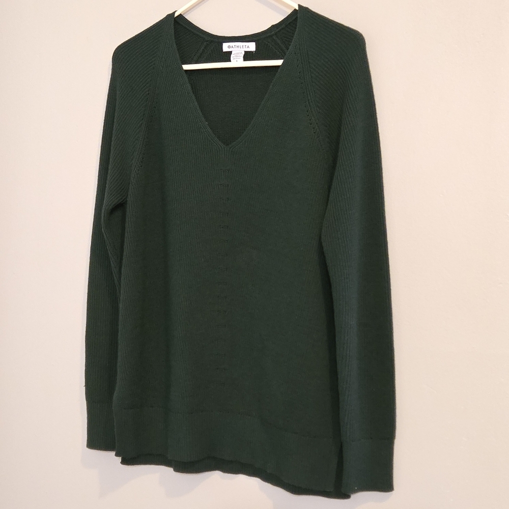 Athleta Switchback Sweater Womens Small Petite Green
